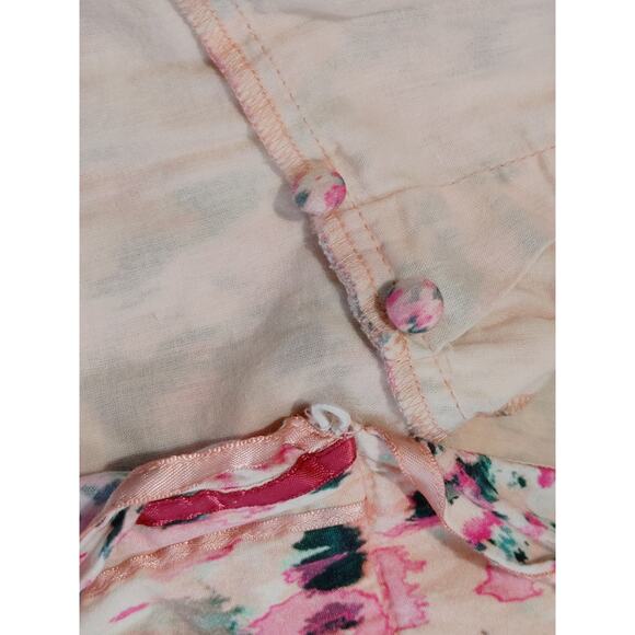 Rococo Sand Mimi Wrap Dress Long Sleeve V Neck Ruffled Pink Watercolor Medium - Picture 11 of 14